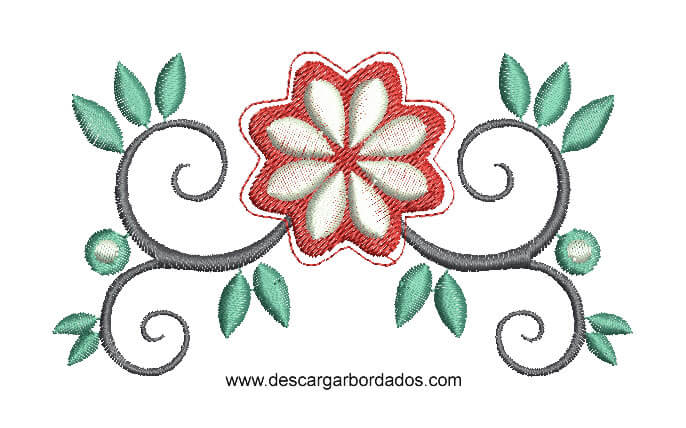 Diseño Bordado de Hojas de Flores