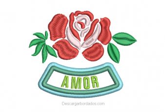 Bordado de Rosas con letras de Amor