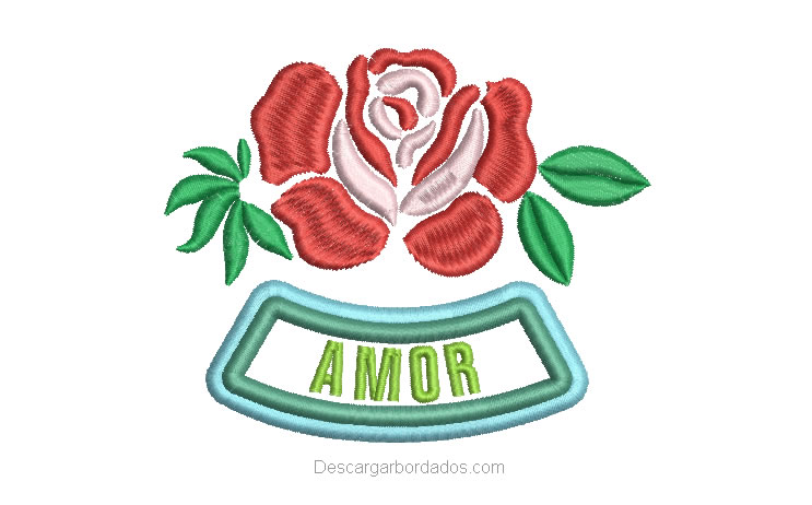 Bordado de Rosas con letra Amor