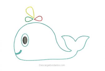 Diseño Bordados de Ballena Delineado Gratis