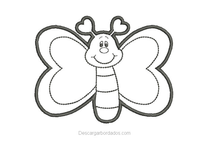 Diseño Bordado de Mariposa delineado