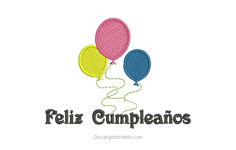 Diseño bordado de Feliz Cumpleaños para bordar