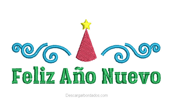Frases de Año nuevo Diseño Bordado de Letra Feliz Año Nuevo