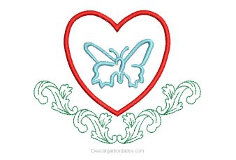 Bordado de Corazón con Mariposa Gratis