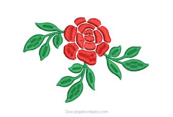 Descargar Diseño Bordado de Rosas con Hojas