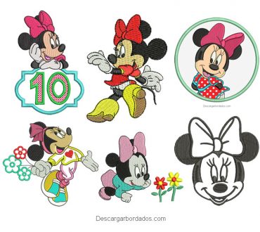 6 Diseños Bordados de Minnie Mouse