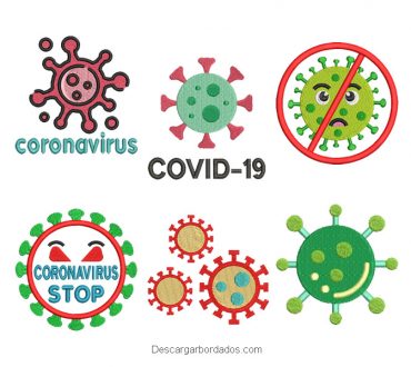 6 Diseños bordados de coronavirus covid-19