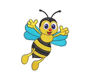 Abeja Amarillo Animada saludando con las manos Diseños de Bordado