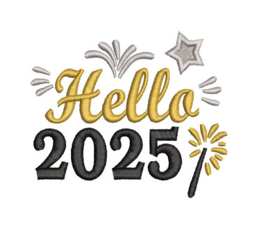 Año Nuevo 2025 Letra Hello Diseños de Bordado