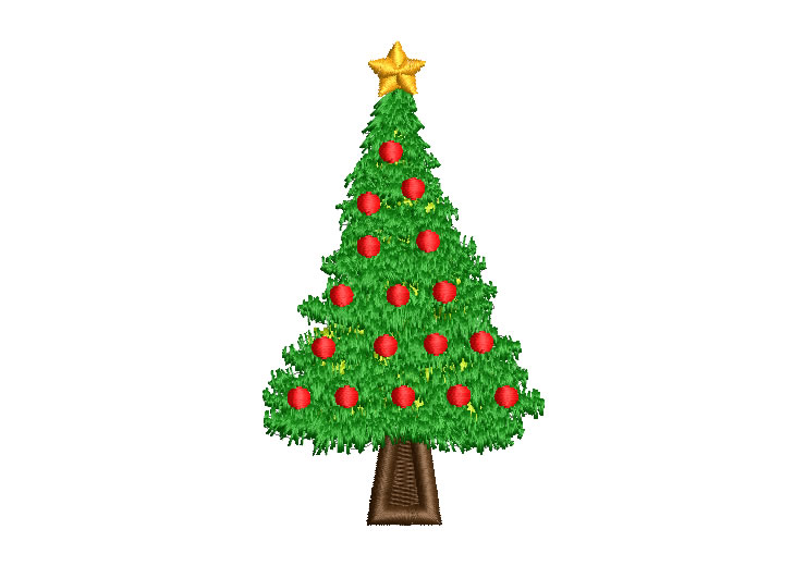 Árbol de Navidad con Bolas Rojas Diseños de Bordado