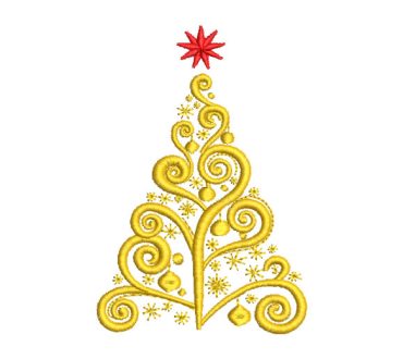 Árbol de Navidad con Estrella Roja Diseños de Bordado