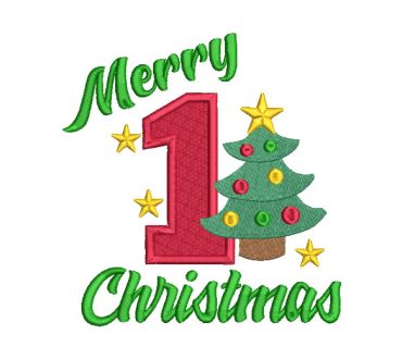 Árbol de Navidad con Letra Merry Christmas Diseños de Bordado