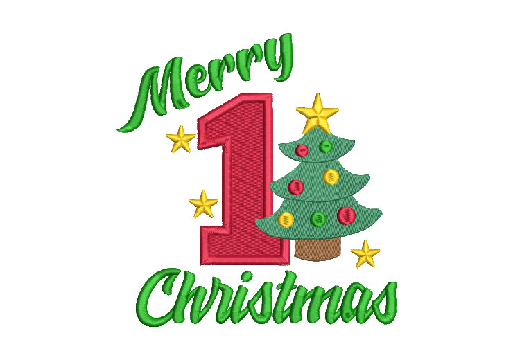 Árbol de Navidad con Letra Merry Christmas Diseños de Bordado