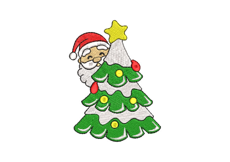 Árbol de Navidad con Papa Noel Diseños de Bordado