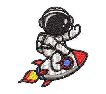 Astronauta Infantil Montando Cohete Diseños de Bordado