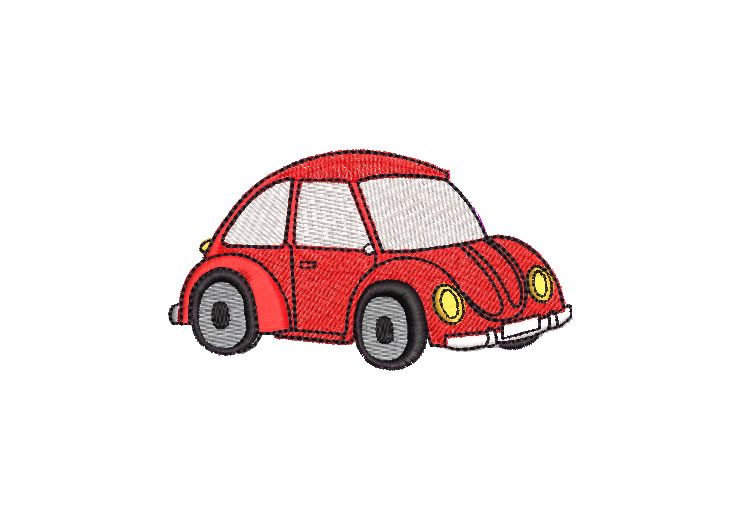 Auto rojo Volkswagen Escarabajo Diseños de Bordado