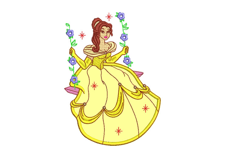 Bella Princesa Disney con Aplique Diseños de Bordado