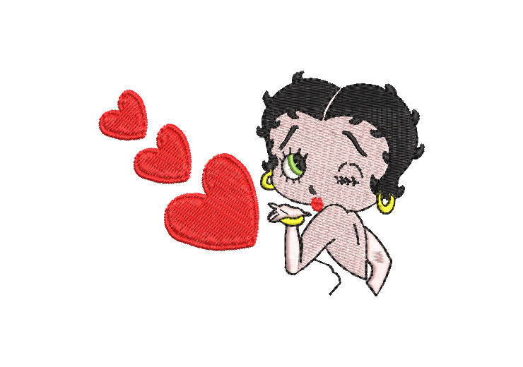Betty Boop con Corazón Diseños de Bordado