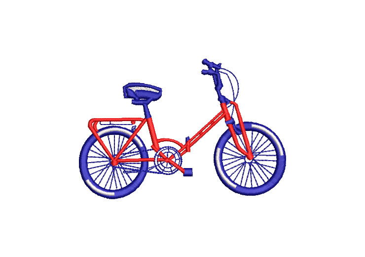Bicicleta Azul Diseños de Bordado