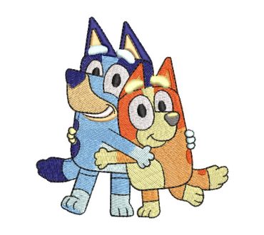 Bluey y Bingo Abrazados Diseños de Bordado