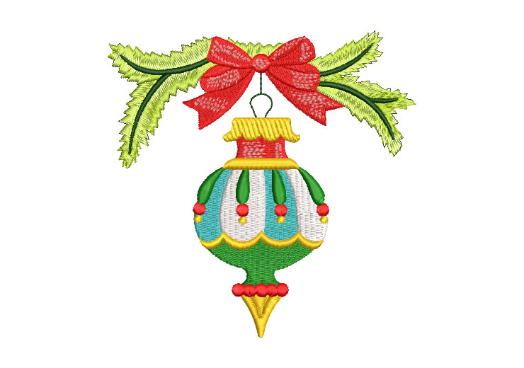 Bola de Navidad con Lazo de Colores Diseños de Bordado