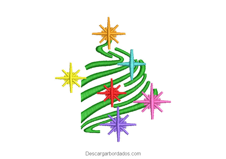 Bordado árbol de navidad con estrellas de colores