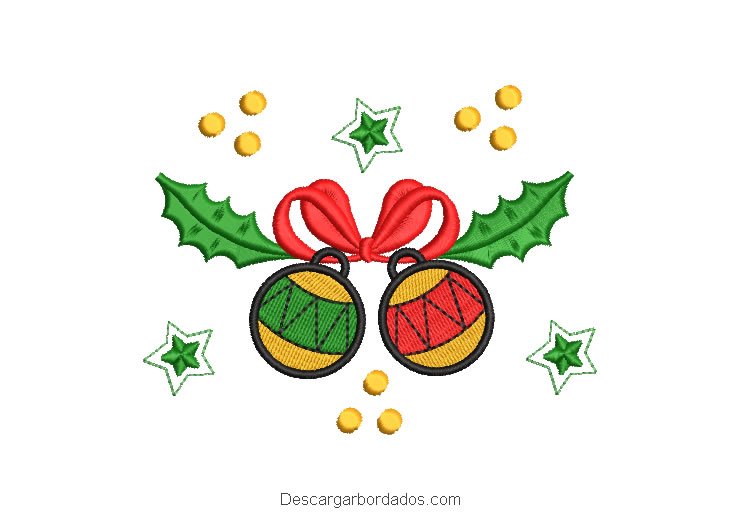 Bordado bolas de navidad con decoración