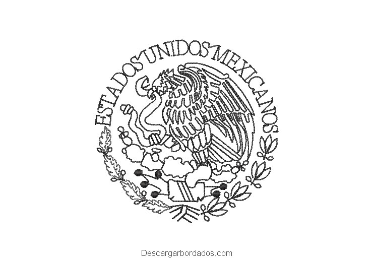 Bordado de Águila de Escudo Nacional de México Delineado - Descargar  Diseños de Bordados