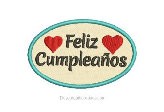 Diseño Bordado Feliz Cumpleaños con Aplicación