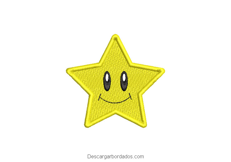 Bordado estrella amarilla con La cara sonriente