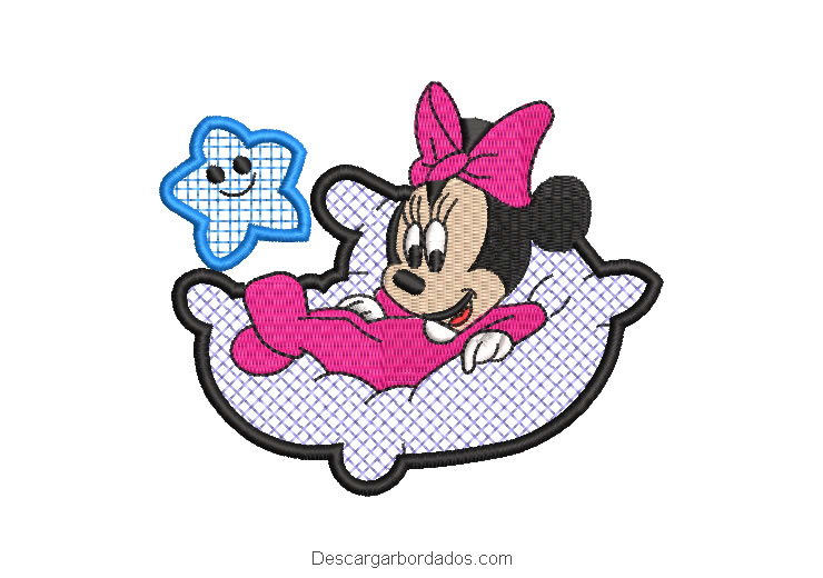 Bordado minnie mouse bebe en almohada