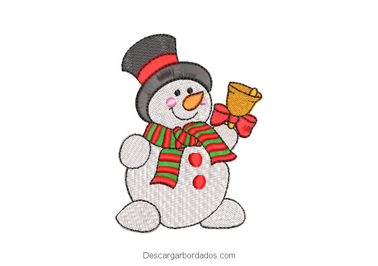 Bordado muñeco de nieve con chalina para navidad