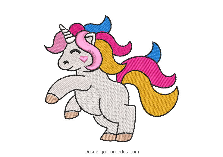 Bordado pony unicornio color blanco