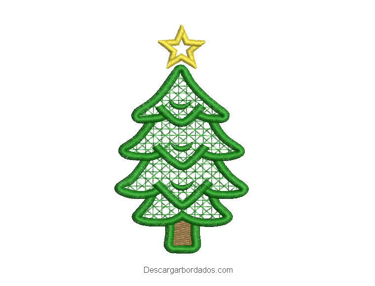 Diseño Bordado árbol de navidad con estrella
