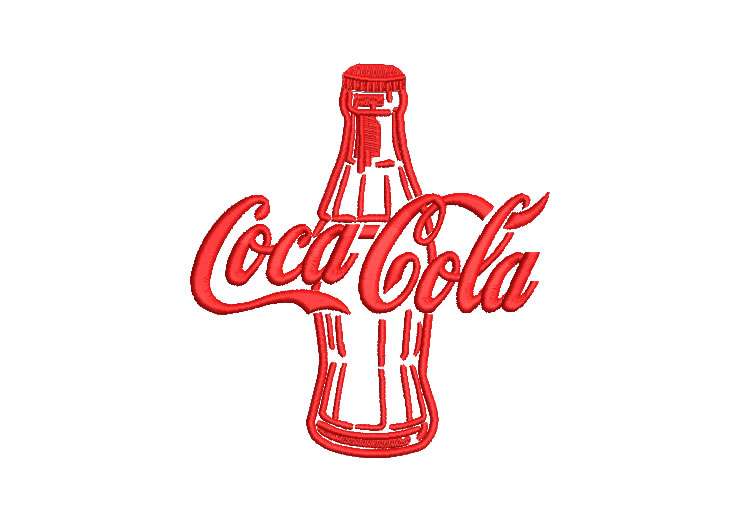 Botella de Coca Cola con letra Diseños de Bordado