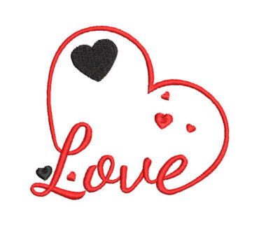 Corazón con letra Love Diseños de Bordado