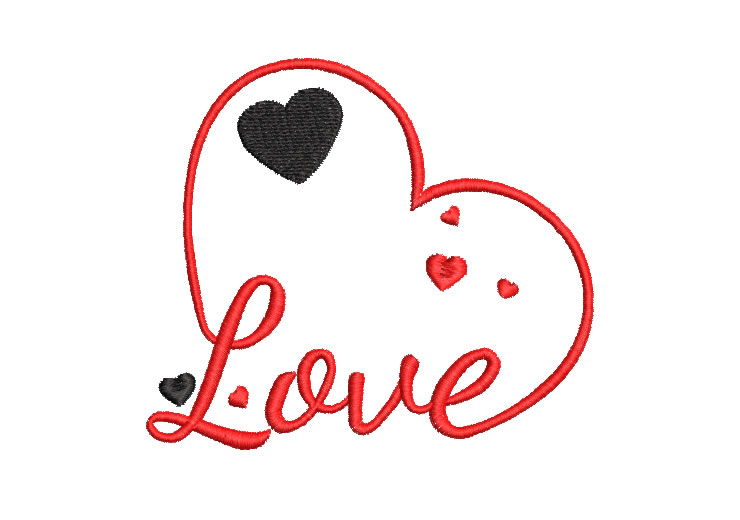 Corazón con letra Love Diseños de Bordado
