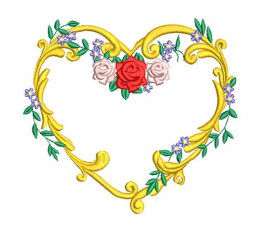 Corona de Corazón con Rosas Diseños de Bordado