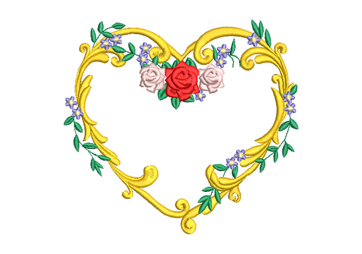 Corona de Corazón con Rosas Diseños de Bordado
