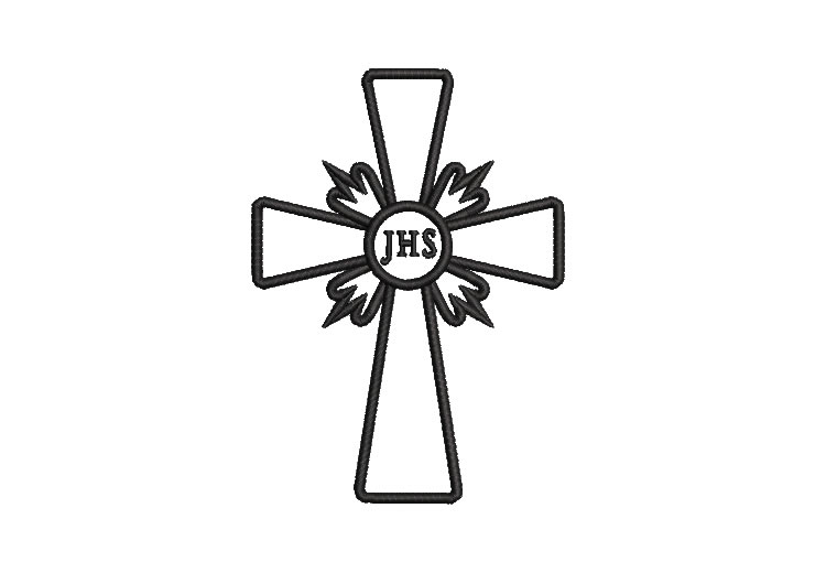 Cruz Cristiana con Letra JHS Diseños de Bordado