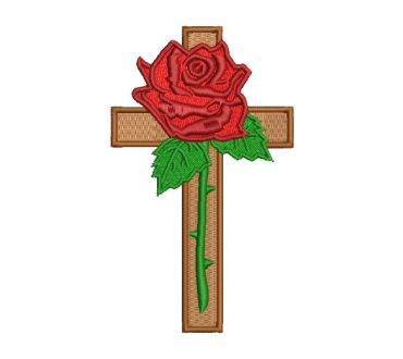 Cruz Cristiana con Rosa Diseños de Bordado