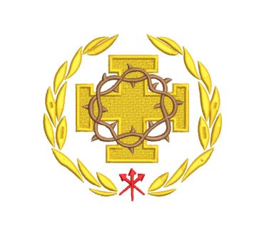 Cruz con Corona y Hojas Diseños de Bordado
