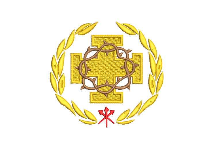 Cruz con Corona y Hojas Diseños de Bordado