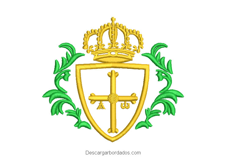 Cruz de Asturias con Crorona Diseño de Bordado