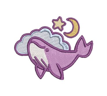 Delfín con Luna y Estrellas Diseños de Bordado