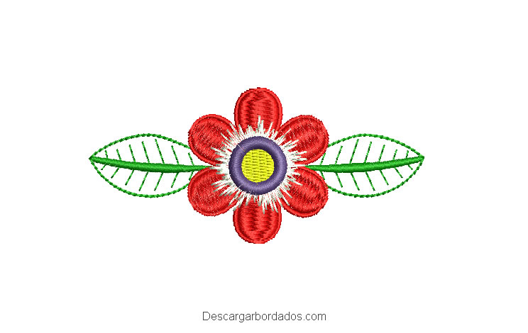 Diseño bordado de flores con hojas decoradas - Descargar Diseños de Bordados