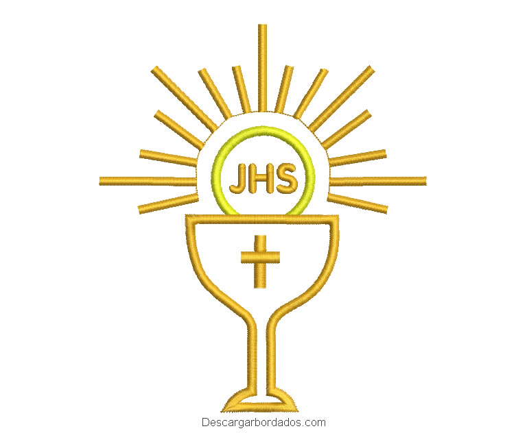 Diseño bordado de letra JHS con copa de cáliz - Descargar Diseños de ...