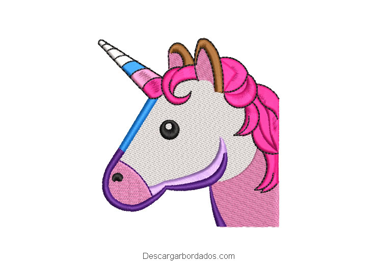 Diseño Bordado Cabeza de Unicornio en Colores