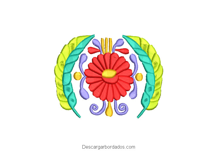 Diseño Bordado Corona Flores de Colores