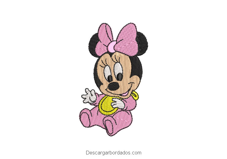 Diseño Bordado Minnie Mouse Bebé Alegre